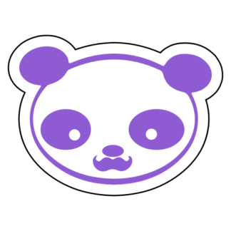 Young Panda Funny Moustache Sticker (Lavender)